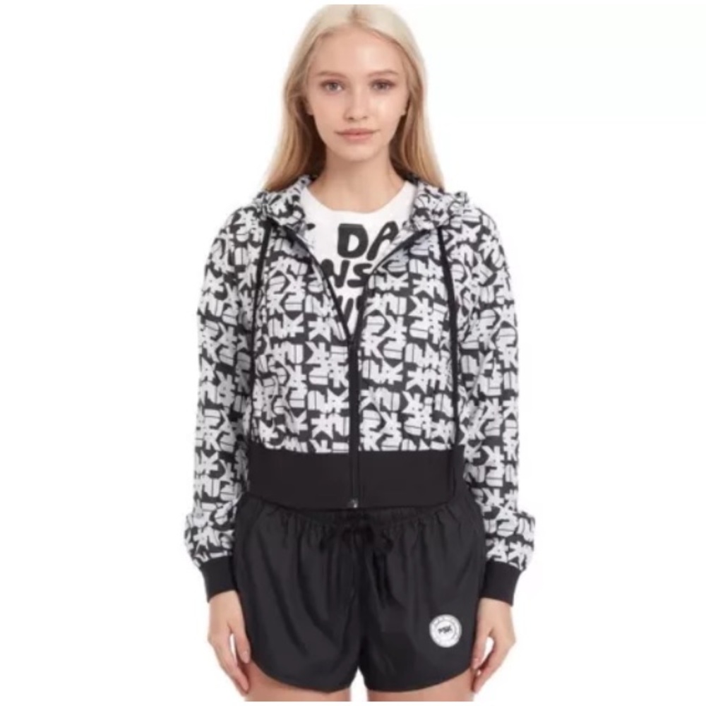 PSK Bomber Cropped Boxy Hoodie Black White Track Jacket Wind L-XXXL Graphic Y2K.